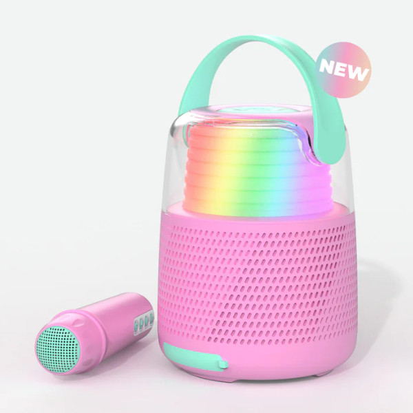 Enceinte Bluetooth lumineuse karaoké - Rose, idée cadeau fun pour des  heures de musique avec vous n'importe où !