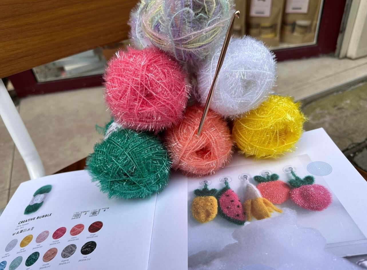 fil Creative Bubble Rico Design pour crocheter des éponges japonaises tawashi